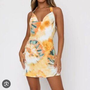 White Fox Boutique Beauty Moment Mini Dress Orange Tie Dye Large